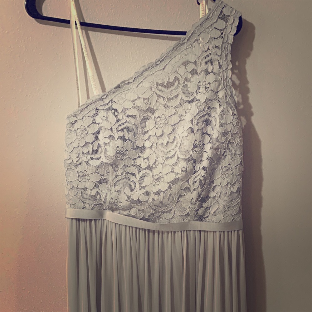David’s Bridal floor length dress.